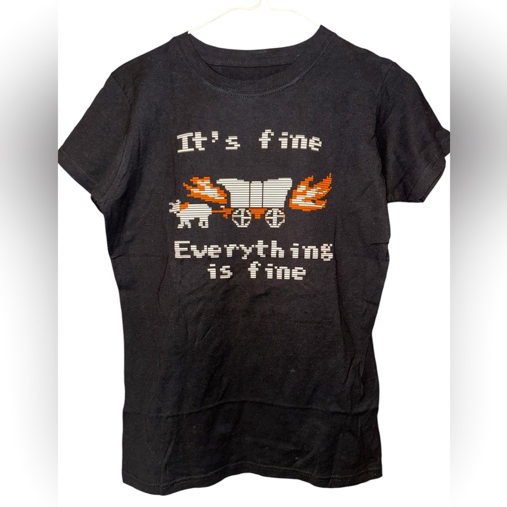 🔥 NWOT! Nintendo The Oregon Trail Everything is Fine Tshirt